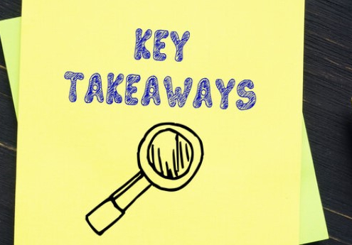 key takeaways on post it note with pens and paperclips_canstockphoto90188884 845x345